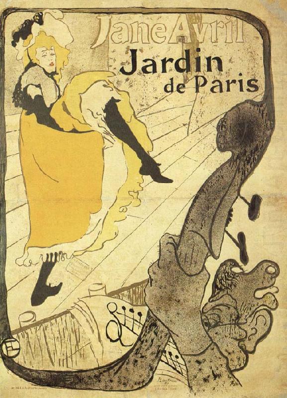 Jane Avril to the Jardin the Paris, Henri de toulouse-lautrec